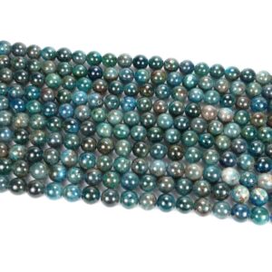 Apatite plain round glossy dark blue 4 – 10 mm, 1 strand