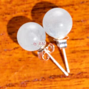 Aquamarine stud earrings 925 silver 8 mm, 1 pair