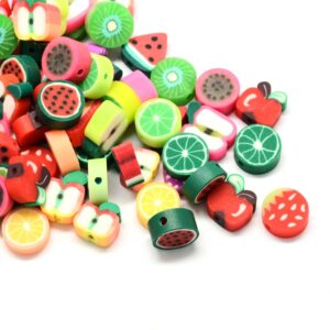 Perles en plastique fruits sucrés environ 9×10 mm, mélanger 25 pièces