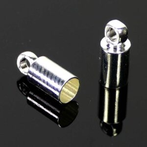 End cap design metal silver-plated 3 mm 10 pieces