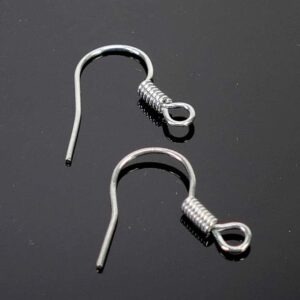 Crochets d’oreille hameçon métal sans boule L 15 mm 10 pièces
