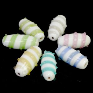 Glass beads lampwork oval 30×13 mm 8 pieces