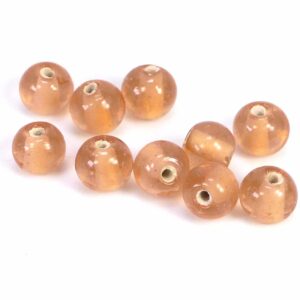 Perles de verre boules beige 9 mm 10 pièces