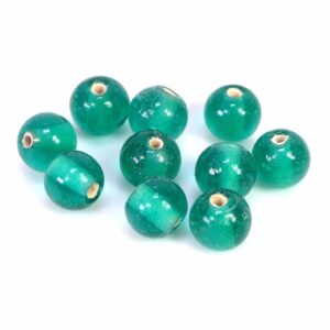 Glass beads rounds petrol 9 mm 10 pieces