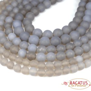 Agate plain round matt gray natural color 4 – 12 mm, 1 strand
