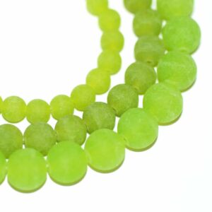 Boule de jade vert gazon mat 4 – 12 mm, 1 fil