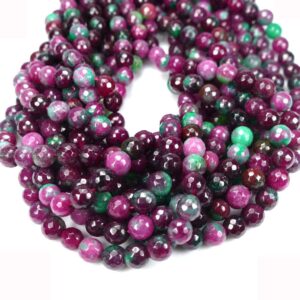 Jade faceted round purple green 8 mm, 1 strand