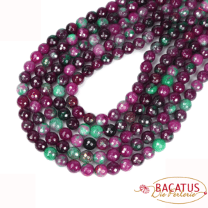 Jade faceted round purple green 8 mm, 1 strand