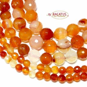 Carnelian faceted round 2 – 14 mm, 1 strand