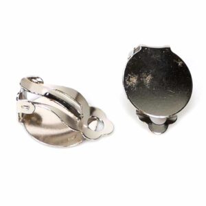 Folding brisur for cabochon metal silver 15 mm 2 pieces