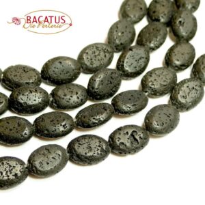 Lava olives black 10 x 14 mm, 1 strand