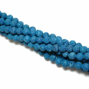 Lava rough round blue 6 – 10 mm, 1 strand