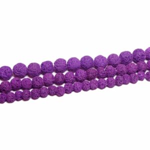 Lava rough round purple 6 – 10 mm, 1 strand
