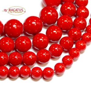 Mashan jade plain round red 4-18mm, 1 strand