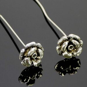Head pins decorative head filigree flower silver 5 cm 2 pieces