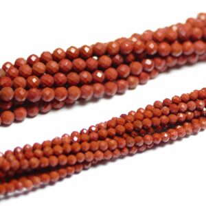 Red Stone Jasper faceted 2 & 3 mm, 1 strand