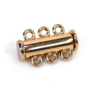Push-in clasp, sliding clasp, rose gold 3 rows