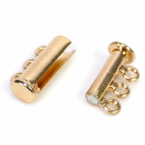 Push-in clasp, sliding clasp, rose gold 3 rows