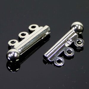 Push-in clasp, sliding clasp with silver ball 3 rows
