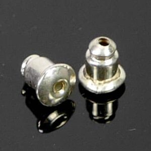 Earring plug stopper metal silver Ø 6×4 mm 10 pieces