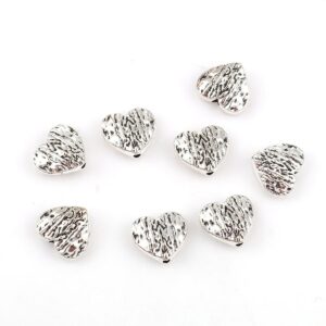Metal bead heart oval patterned 12 x 11 mm