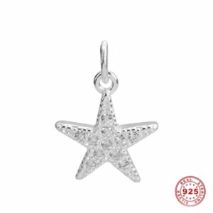 Pendant starfish 925 silver and crystal glass 14 x 10 mm
