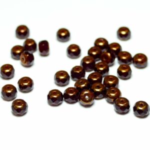 Perles de verre de Bohème rondelle facettée 5 mm rouge / bronze, 20 pièces