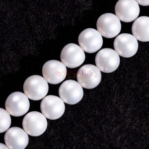 Boule de perles d’eau douce argent brillant environ 6 mm, 1 rang
