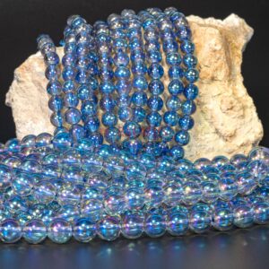 Bergkristall Kugel glanz lila blau ca. 6-8mm, 1 Strang