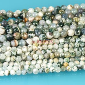 Construction agate ball faceted white green 6-8mm, 1 strand