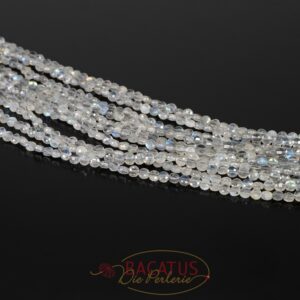 Labradorite coins faceted approx. 4 mm, 1 strand