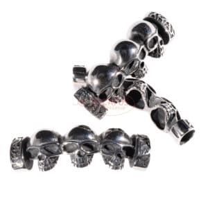 Three skull connectors stainless steel, 1x