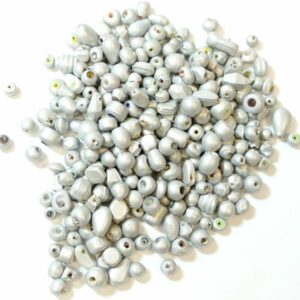 Glass beads mix of shapes silver, 1 kg