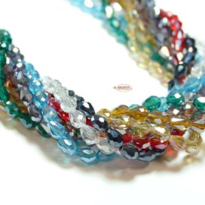 Perles de verre goutte à facettes 7×5 mm choix de couleur, 1 fil