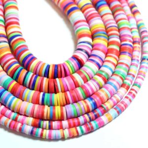 Perles Katsuki / Heishi disques multicolores 4-8 mm, 1 fil