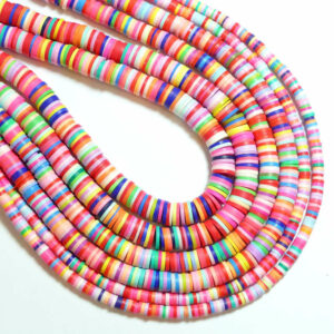 Perles Katsuki / Heishi disques multicolores 4-8 mm, 1 fil