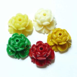 Perlina in plastica Lotus Mala 15×10 mm colorata, 5 pezzi
