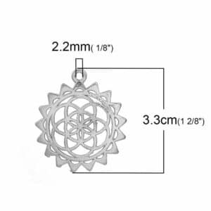 Metal pendant Charm Flower of Life 33x29mm silver