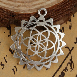 Metal pendant Charm Flower of Life 33x29mm silver