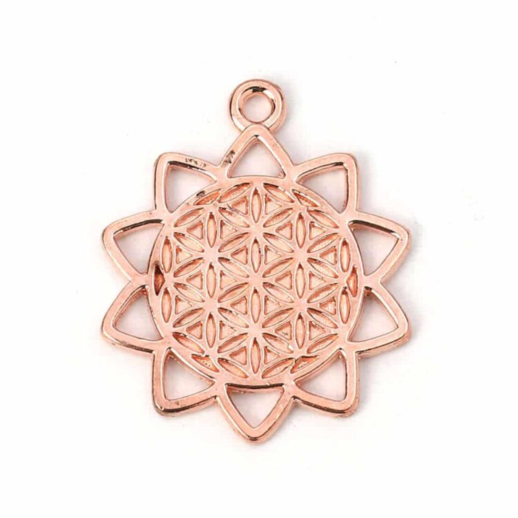Metal pendant-flower of life-rose
