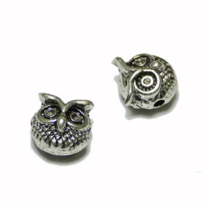 Metal bead owl 11 x 11mm color choice