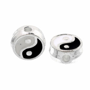 Metal bead Yin and Yang 7 mm silver-plated