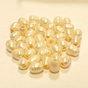 Perles d’eau douce ovale blanc nacré 8-9 x 8-12 mm, 1 pièce