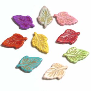 Stone bead leaf 28×18 mm color mix, 5 pieces