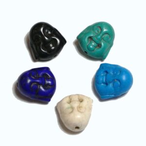Têtes de Bouddha en perles de pierre (mini) sélection de couleurs 15×14 mm, 1 fil