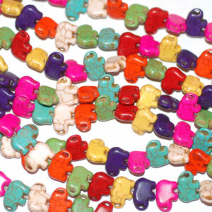 Stone bead elephant multicolored 11×14 mm, 1 strand