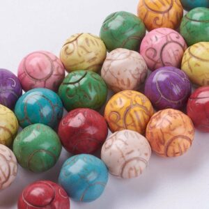 Stone bead with colorful decoration 15 mm, 1 strand