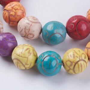 Stone bead with colorful decoration 15 mm, 1 strand