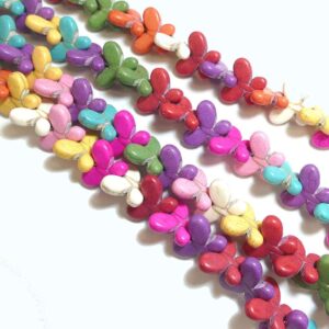 Stone bead butterfly multicolored 24×19 mm, 1 strand