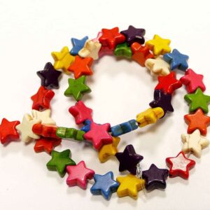 Perle de pierre étoiles multicolores 12 mm, 1 fil